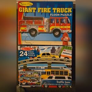 Melissa & Doug Fire Truck and City Vehicles Puzzle Set - Red, Yellow, Blue
